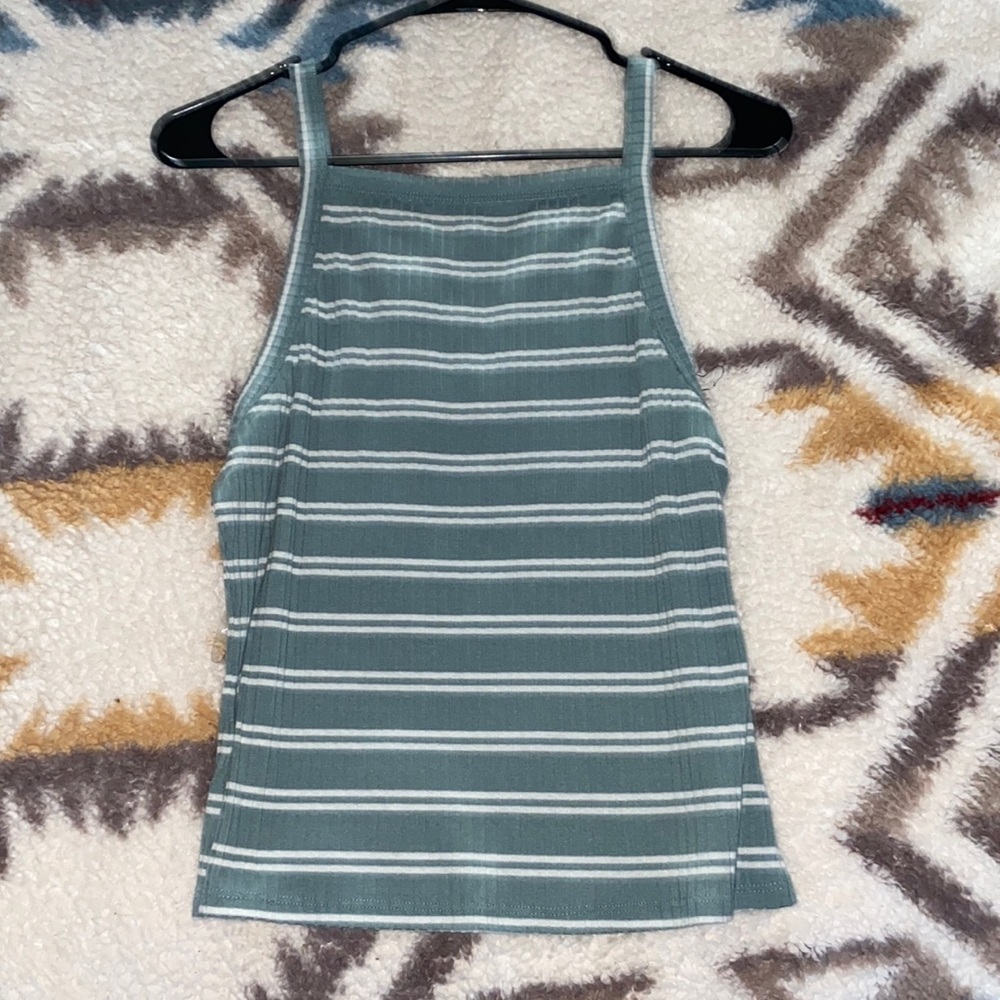 Green and White Striped Mudd Tank Top